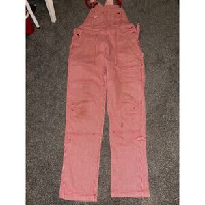 VINTAGE Duluth Trading Co. Women's Overalls Bib Jeans Stripe Red medium 33